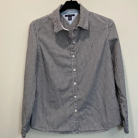 TOMMY Hilfiger Black Plaid  Button Down Shirt Large​​​ - Picture 11 of 13